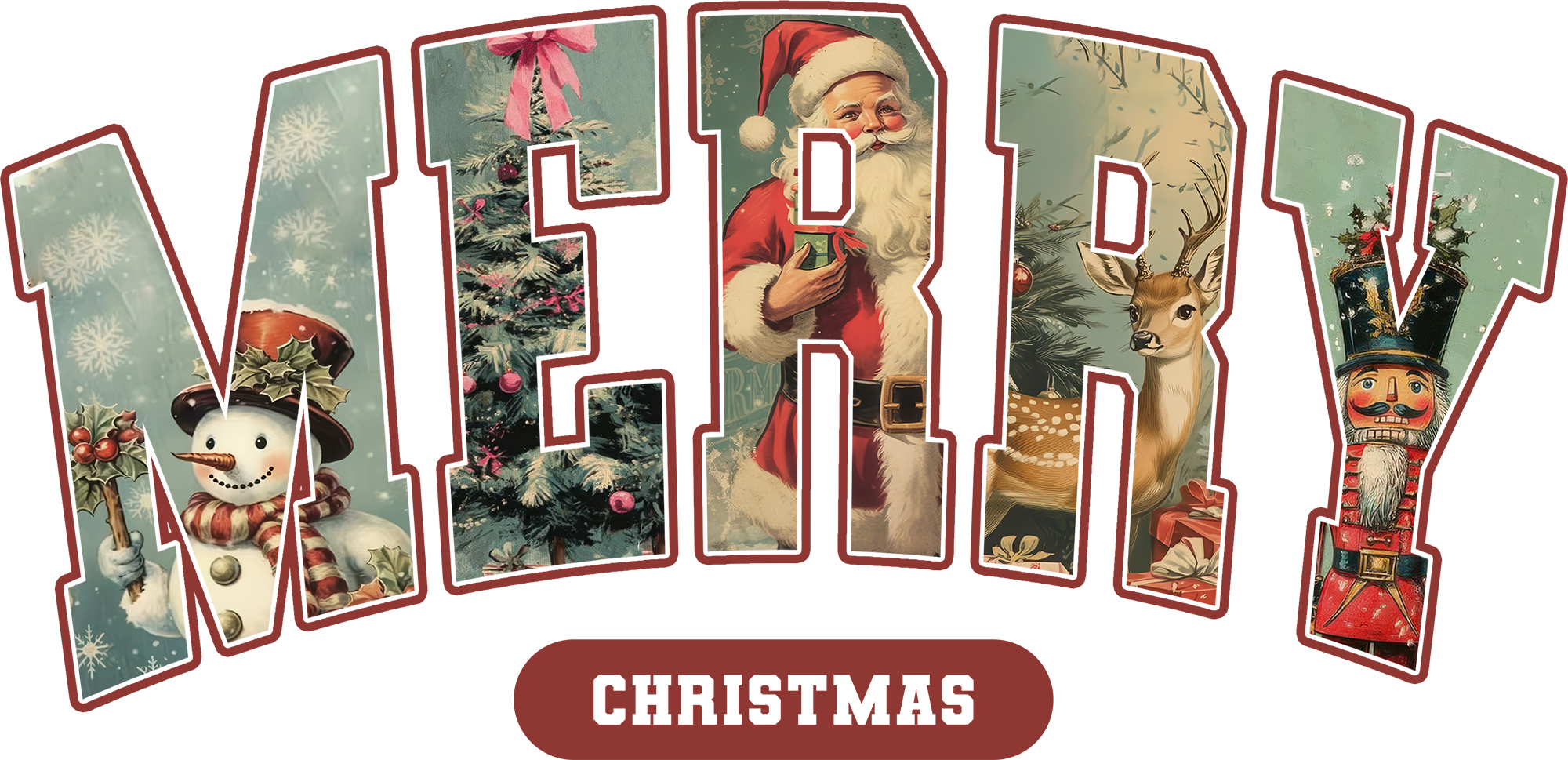 Merry Christmas - Christmas Ready to Press DTF Transfer