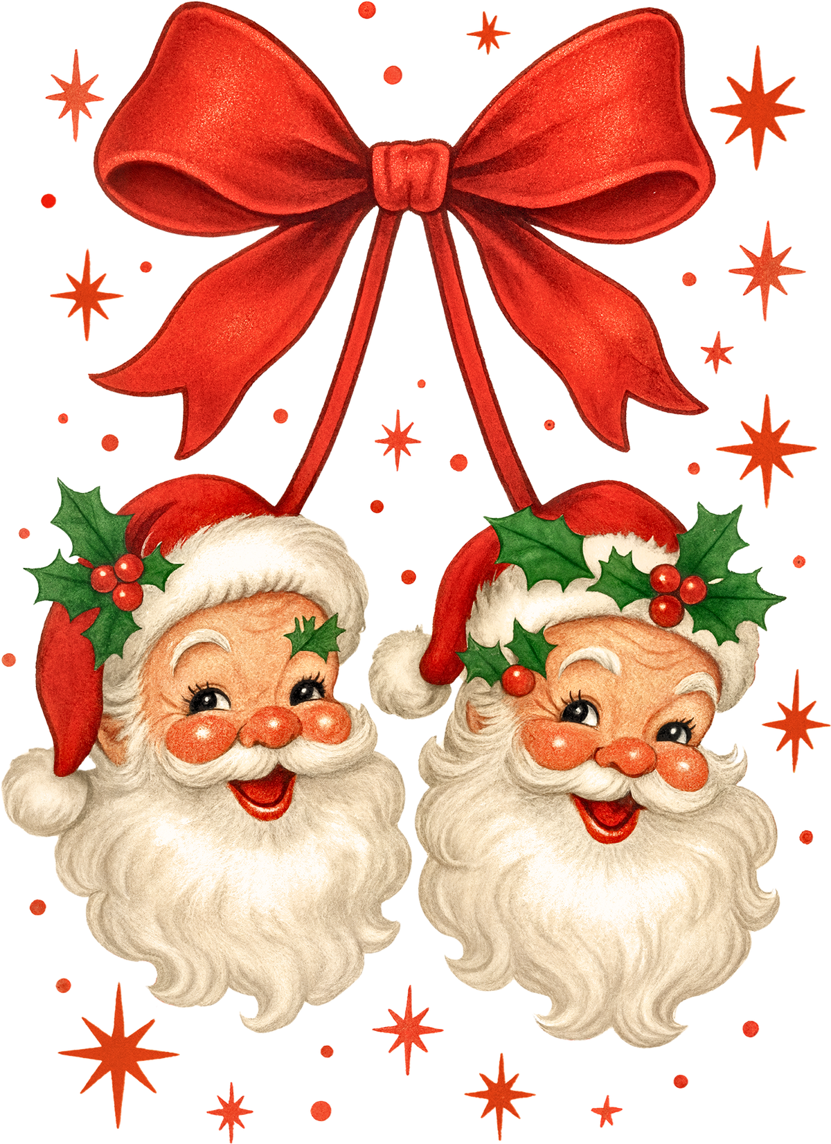 Santa Bow - Christmas Ready to Press DTF Transfer