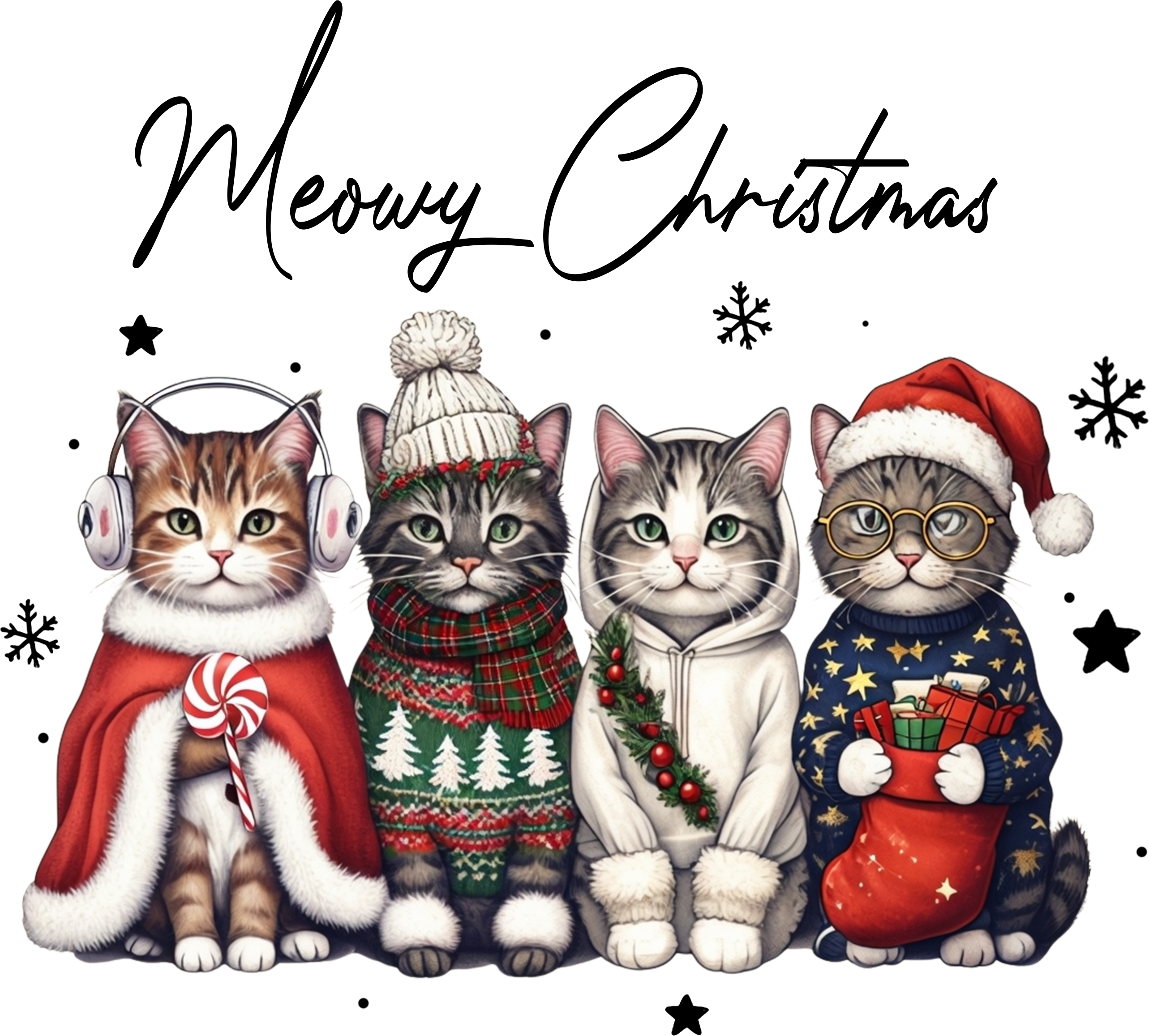 Meowy Christmas - Christmas Ready to Press DTF Transfer