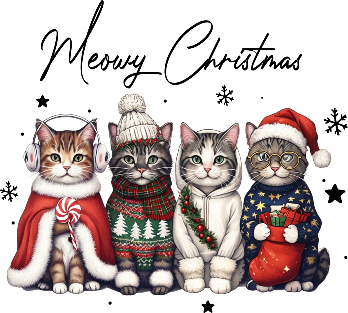 Meowy Christmas - Christmas Ready to Press DTF Transfer