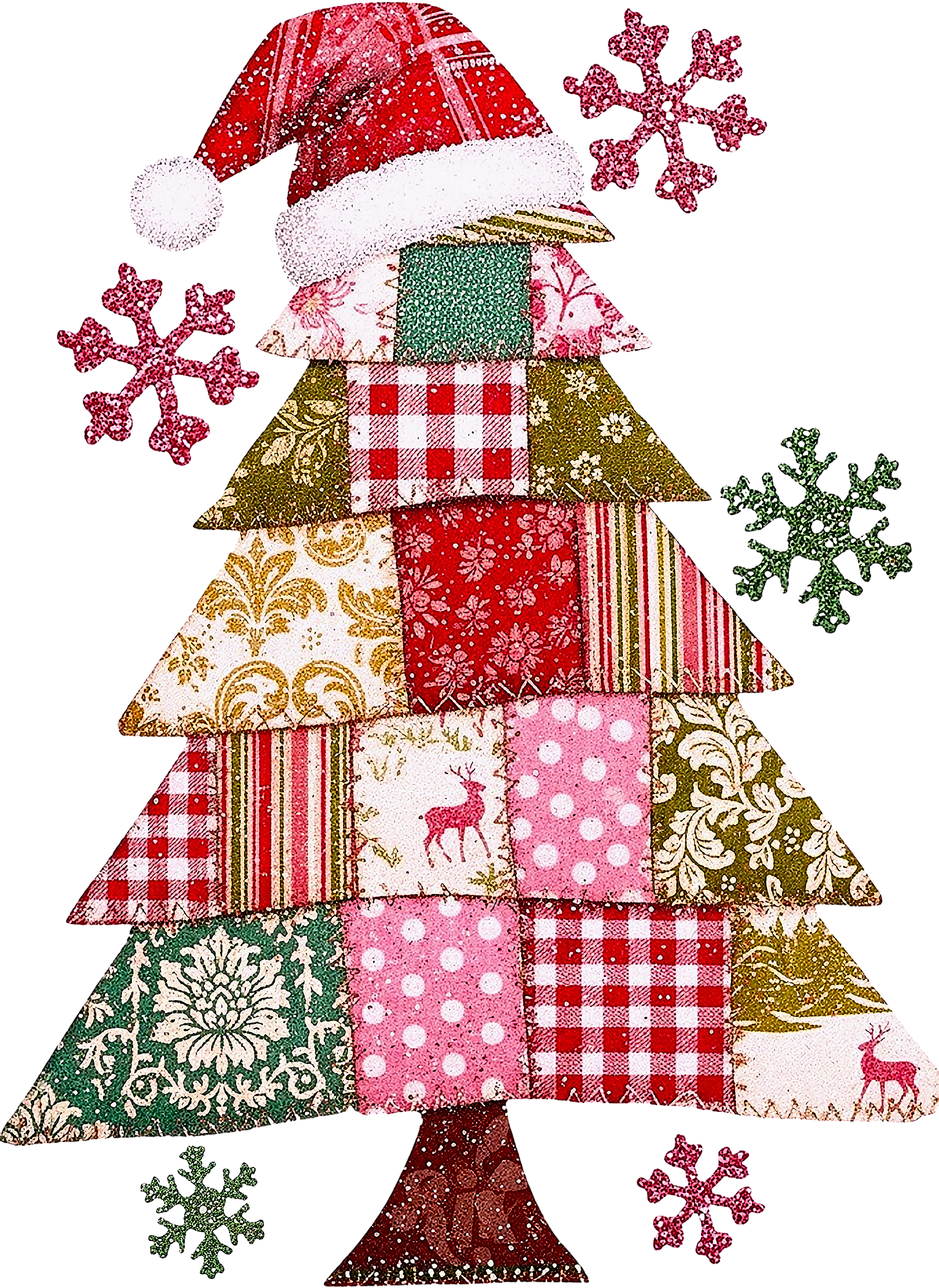 Patchwork Christmas Tree  - Christmas Ready to Press DTF Transfer