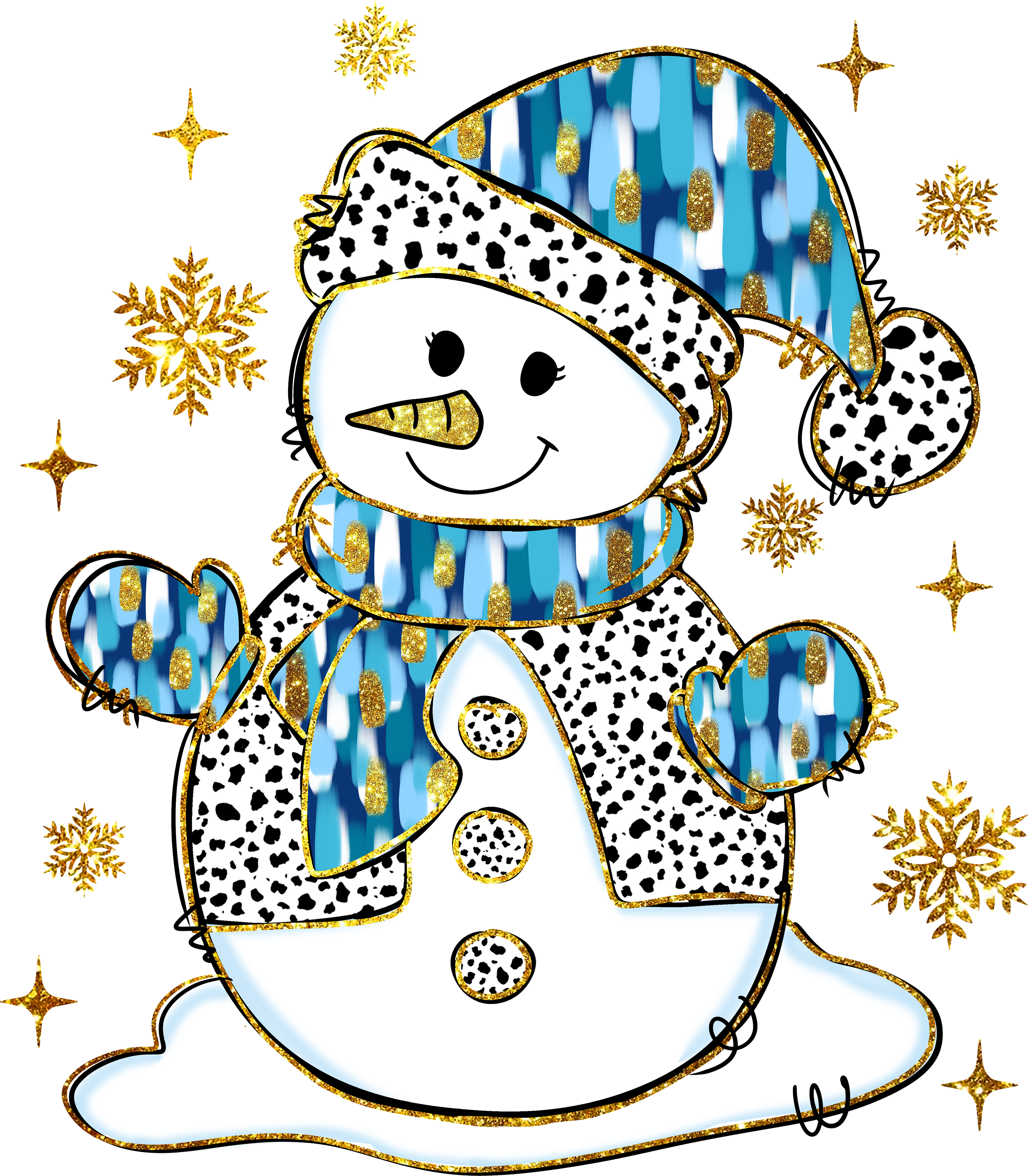 Blue Snowman - Christmas Ready to Press DTF Transfer