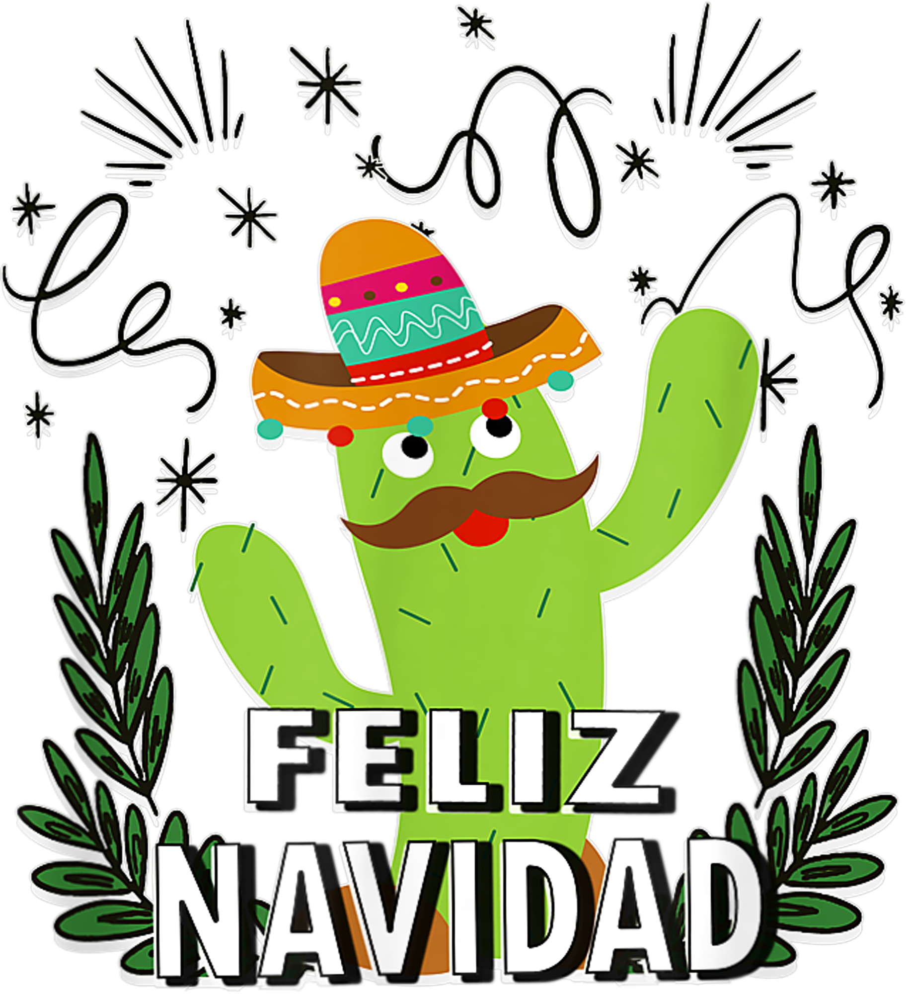 Feliz Navidad Dancing Cactus Mexican Christmas  - Christmas Ready to Press DTF Transfer