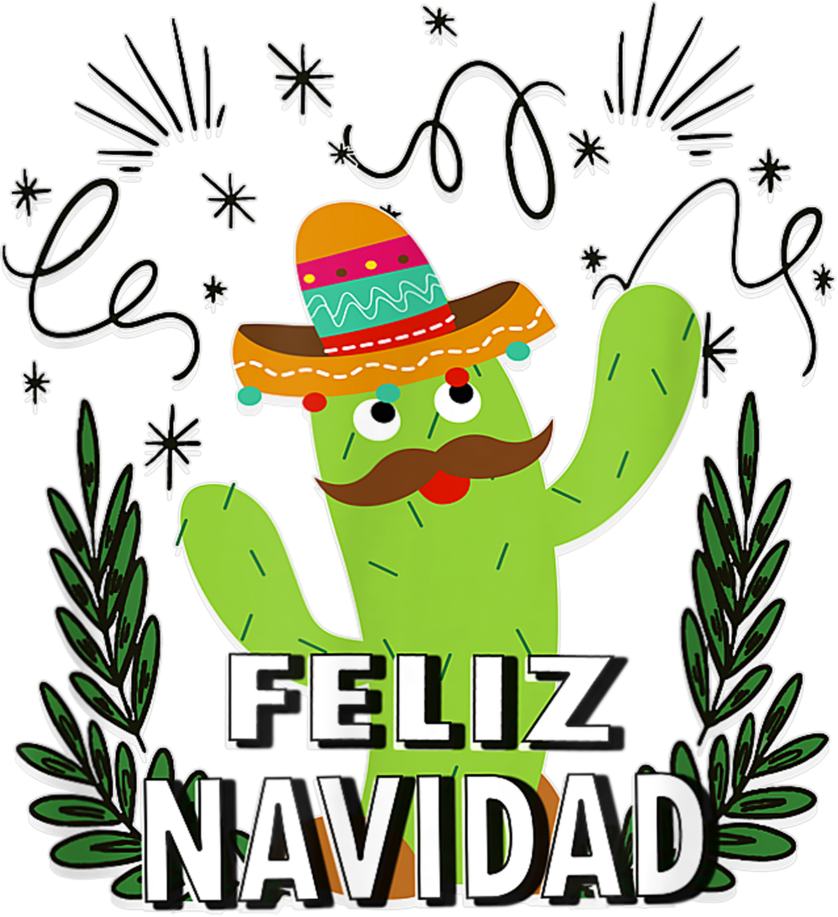 Feliz Navidad Dancing Cactus Mexican Christmas  - Christmas Ready to Press DTF Transfer