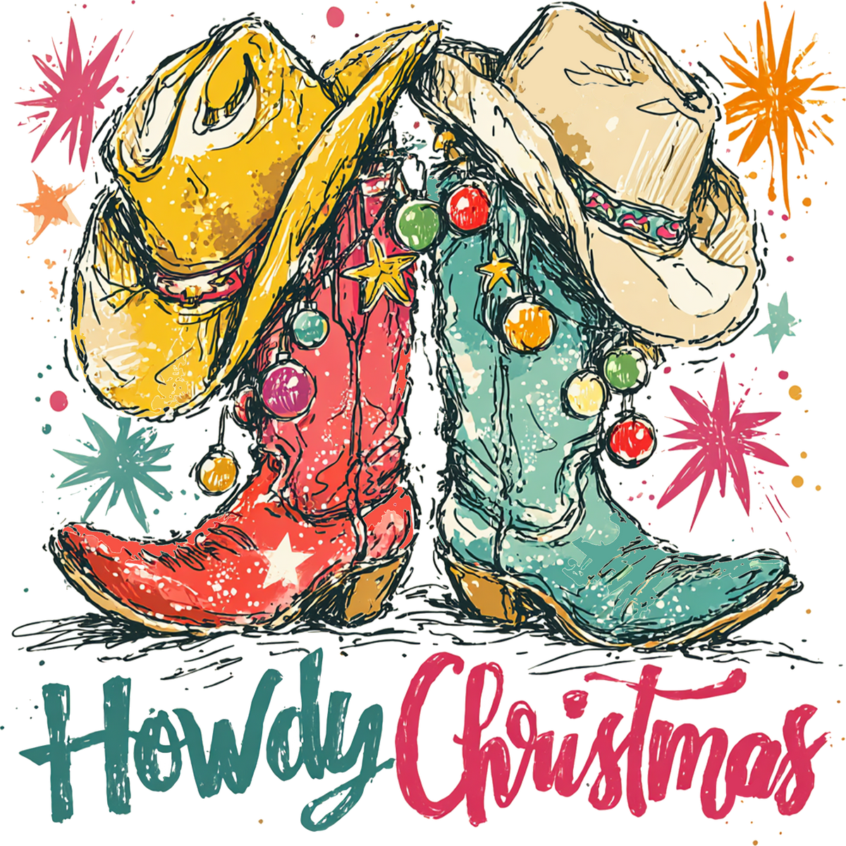 Howdy Christmas - Christmas Ready to Press DTF Transfer