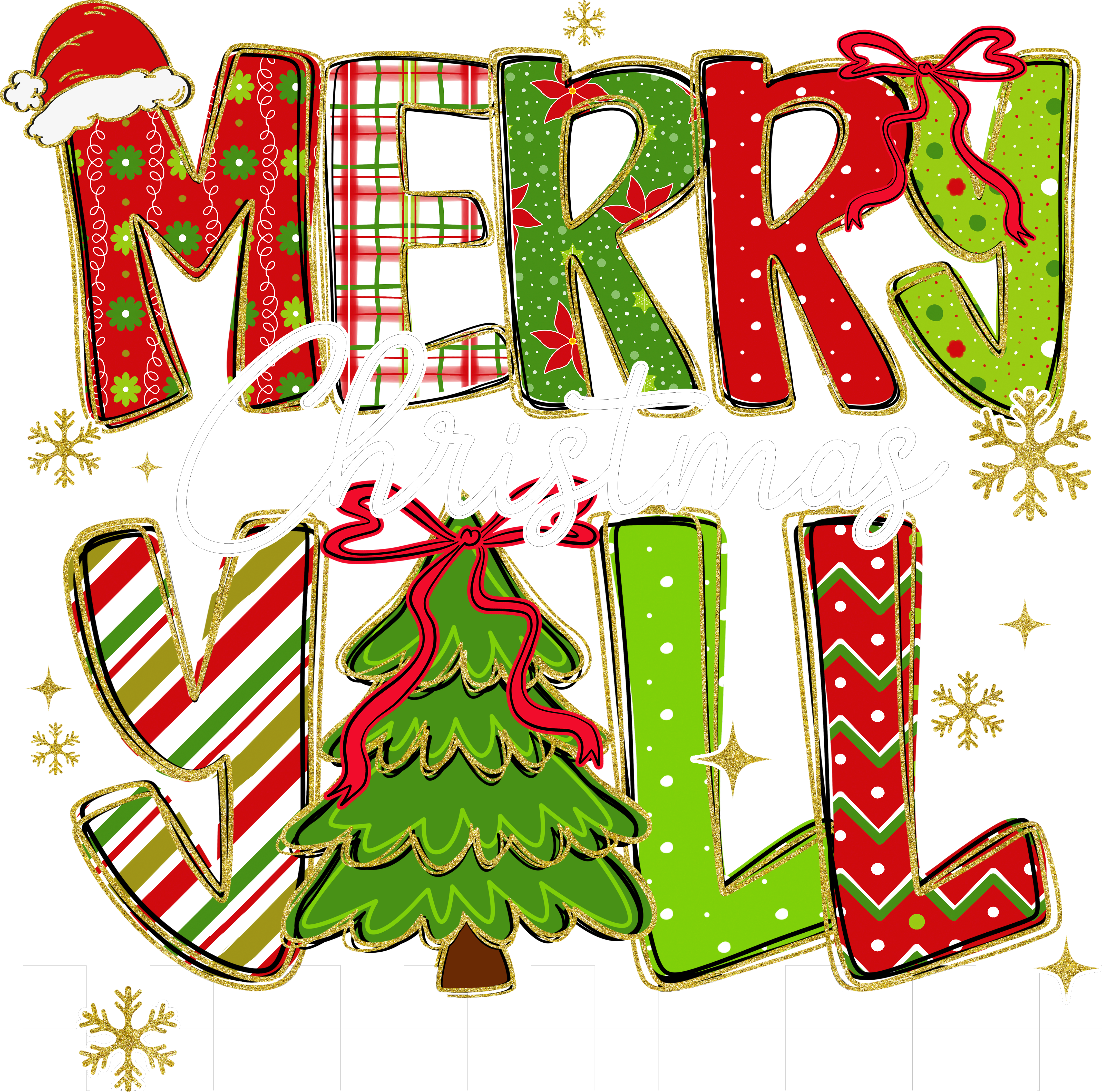 Merry Christmas Yall - Christmas Ready to Press DTF Transfer