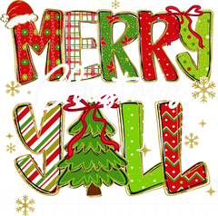 Merry Christmas Yall - Christmas Ready to Press DTF Transfer