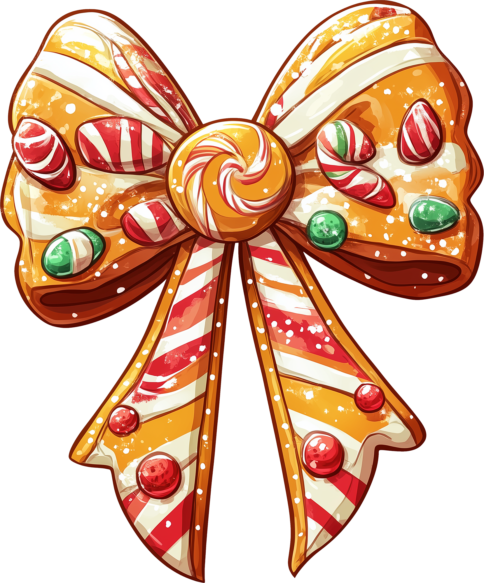 Gingerbread Candy Bow - Christmas Ready to Press DTF Transfer