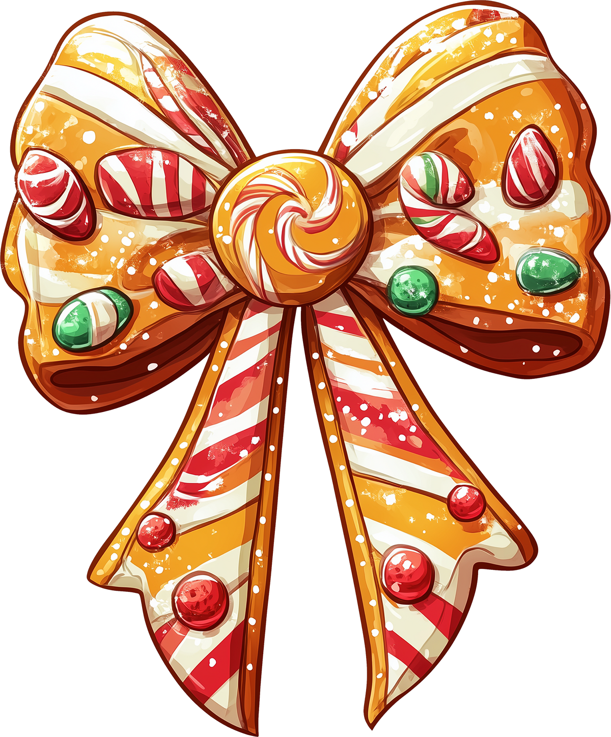 Gingerbread Candy Bow - Christmas Ready to Press DTF Transfer