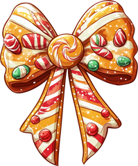 Gingerbread Candy Bow - Christmas Ready to Press DTF Transfer