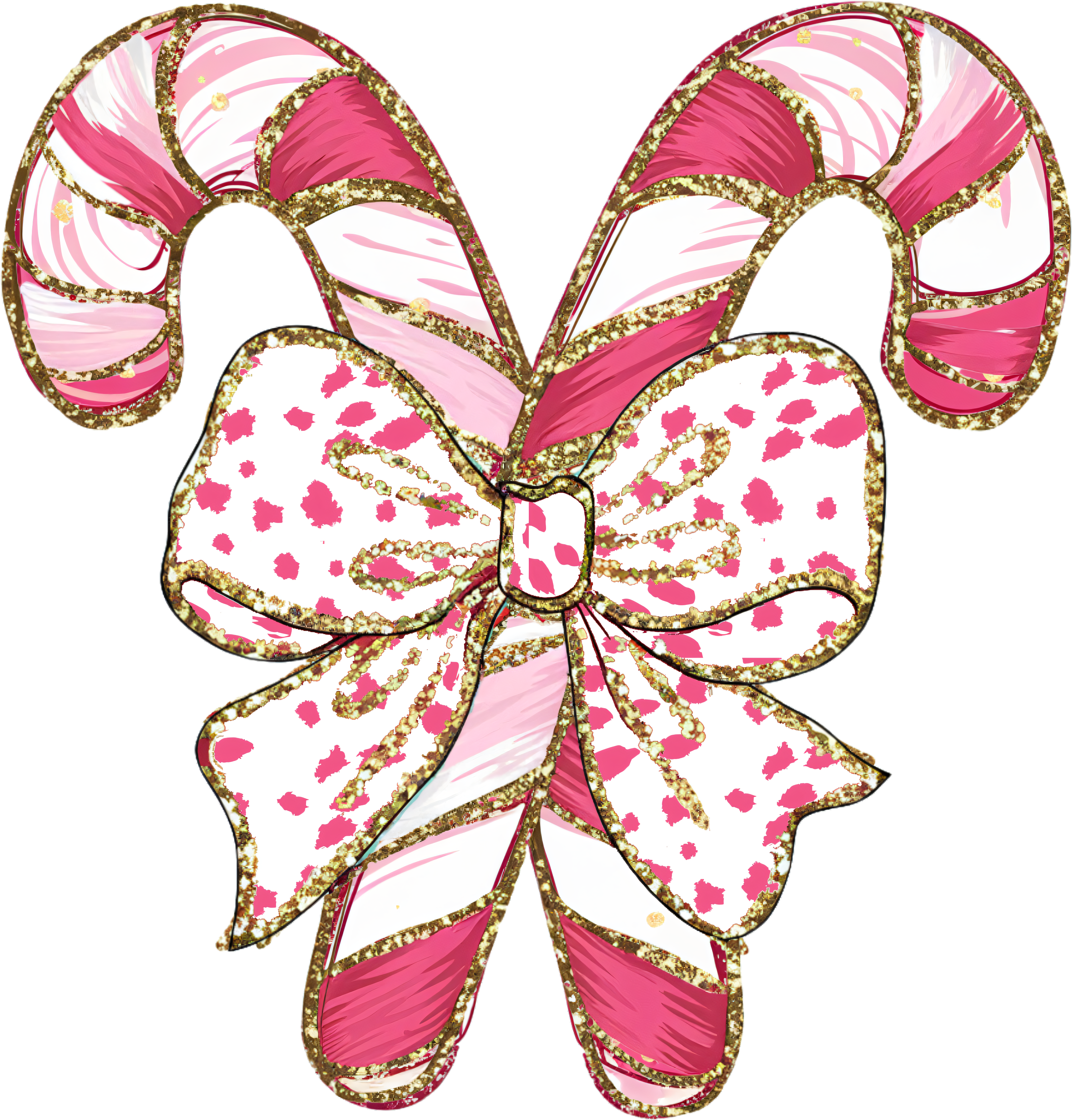 Pink Christmas Candy Cane - Christmas Ready to Press DTF Transfer