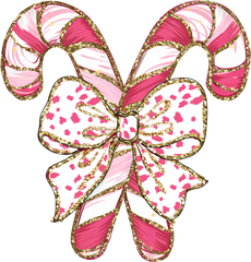 Pink Christmas Candy Cane - Christmas Ready to Press DTF Transfer