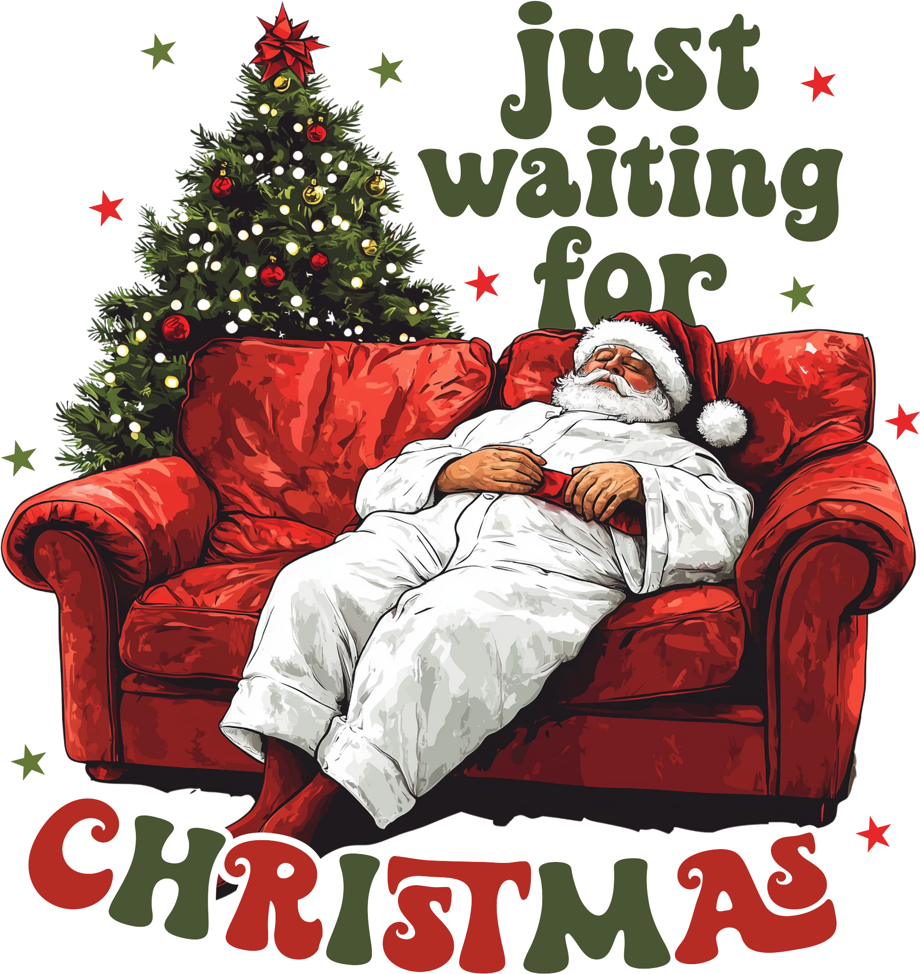 Just Waiting For Christmas - Christmas Ready to Press DTF Transfer