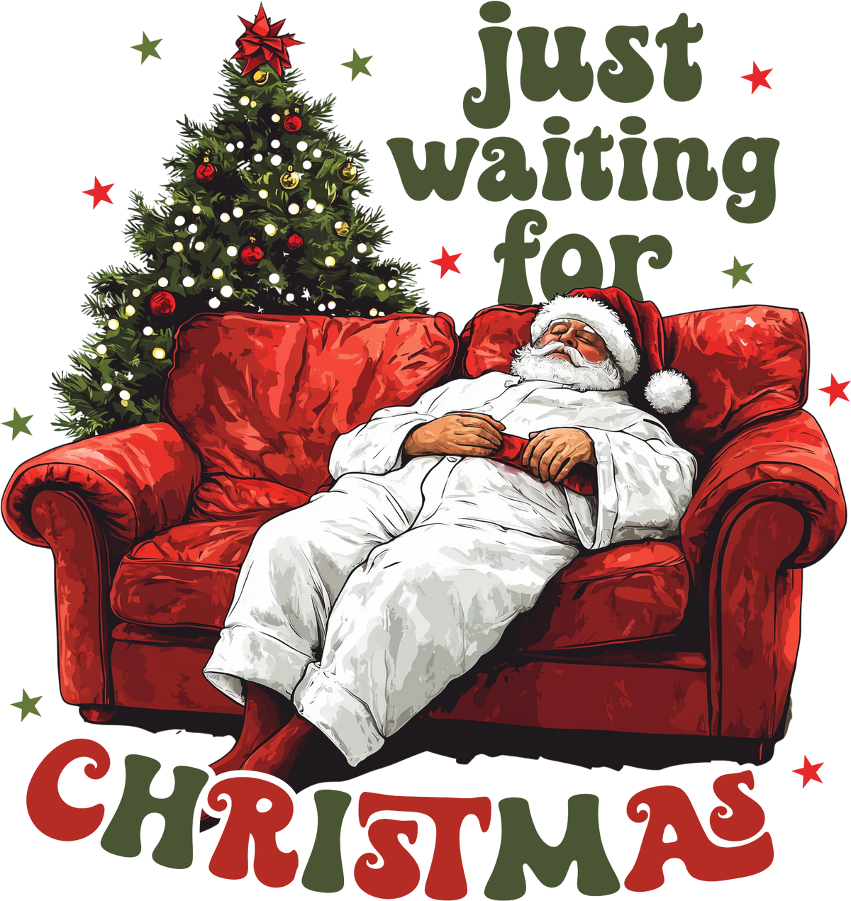 Just Waiting For Christmas - Christmas Ready to Press DTF Transfer