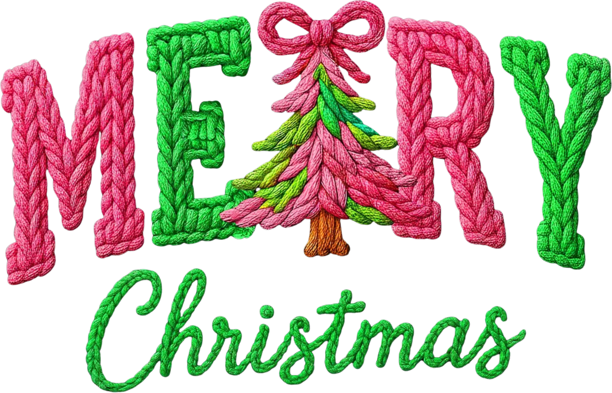 Faux Yarn Merry Christmas - Christmas Ready to Press DTF Transfer