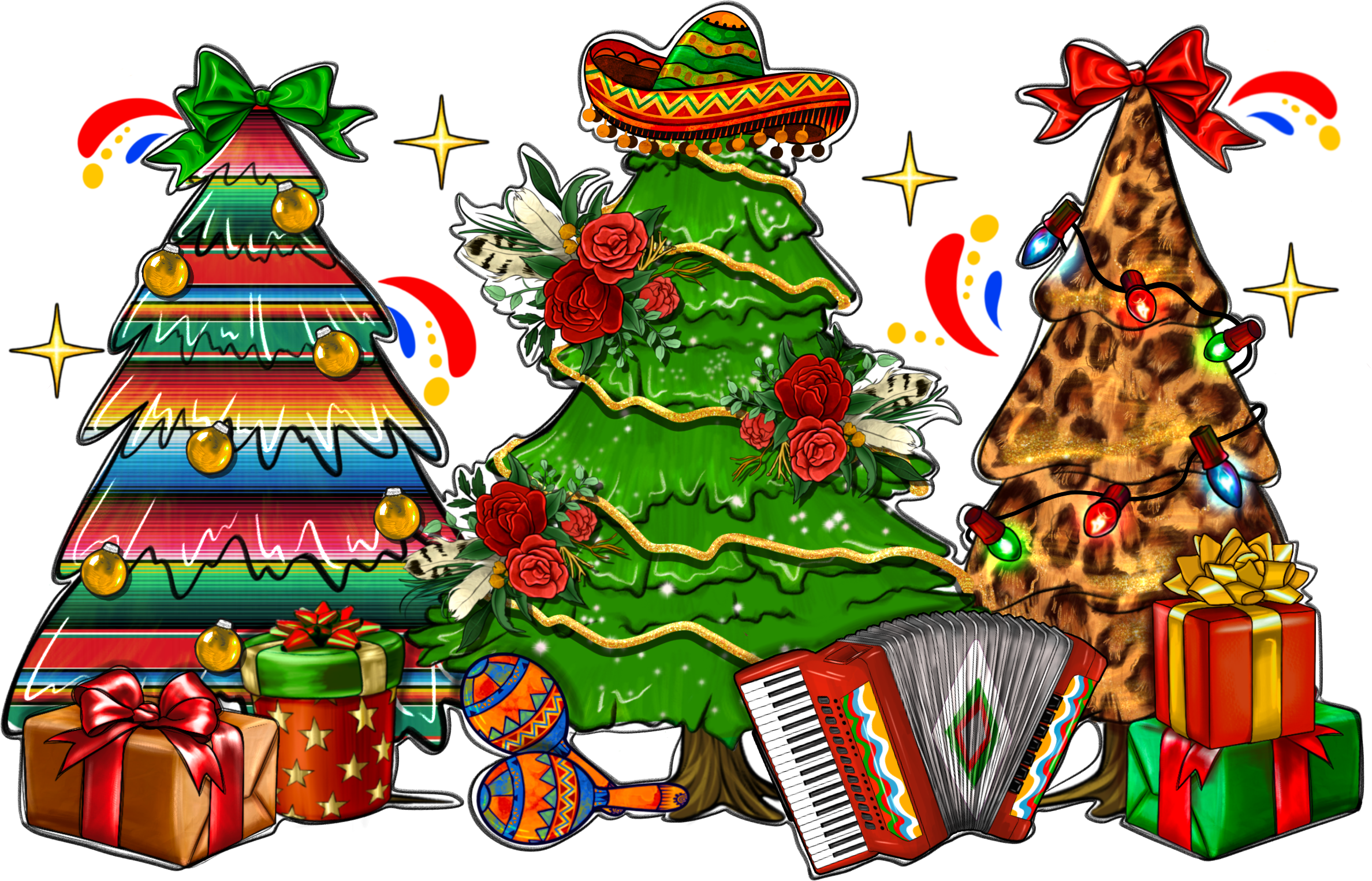 Mexican Christmas Trees  - Christmas Ready to Press DTF Transfer