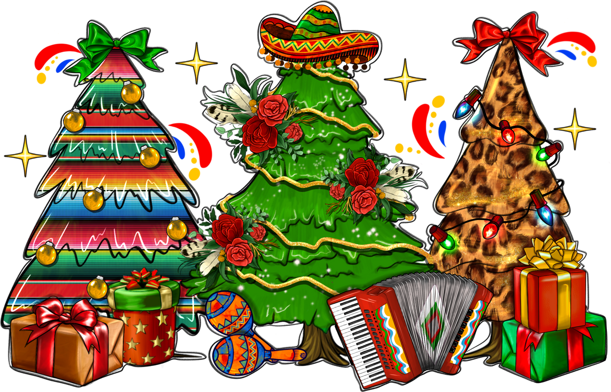 Mexican Christmas Trees  - Christmas Ready to Press DTF Transfer
