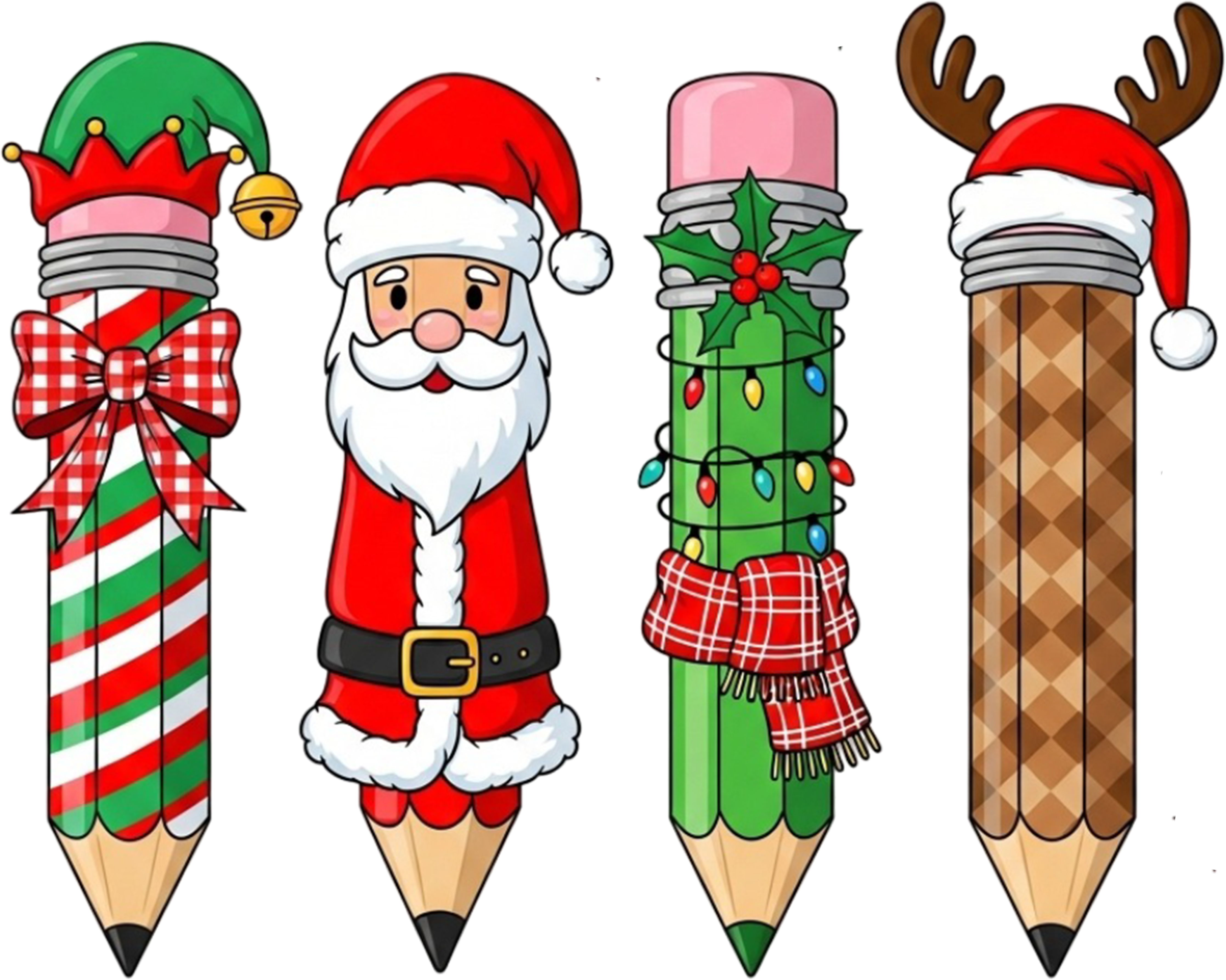 Christmas Character Pencil Teacher - Christmas Ready to Press DTF Transfer