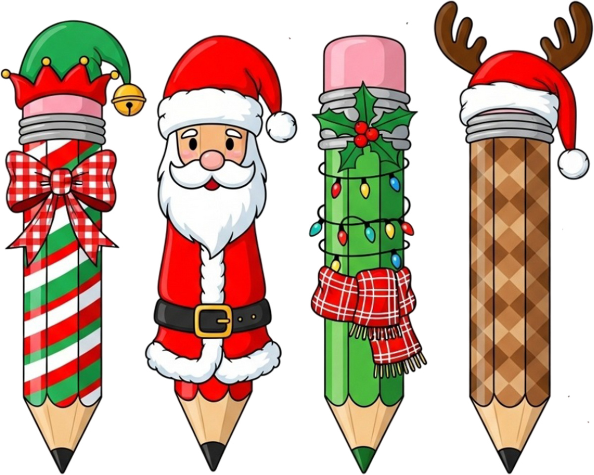 Christmas Character Pencil Teacher - Christmas Ready to Press DTF Transfer