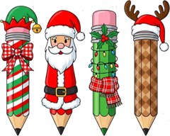 Christmas Character Pencil Teacher - Christmas Ready to Press DTF Transfer