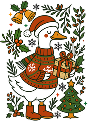 Floral Christmas Goose - Christmas Ready to Press DTF Transfer