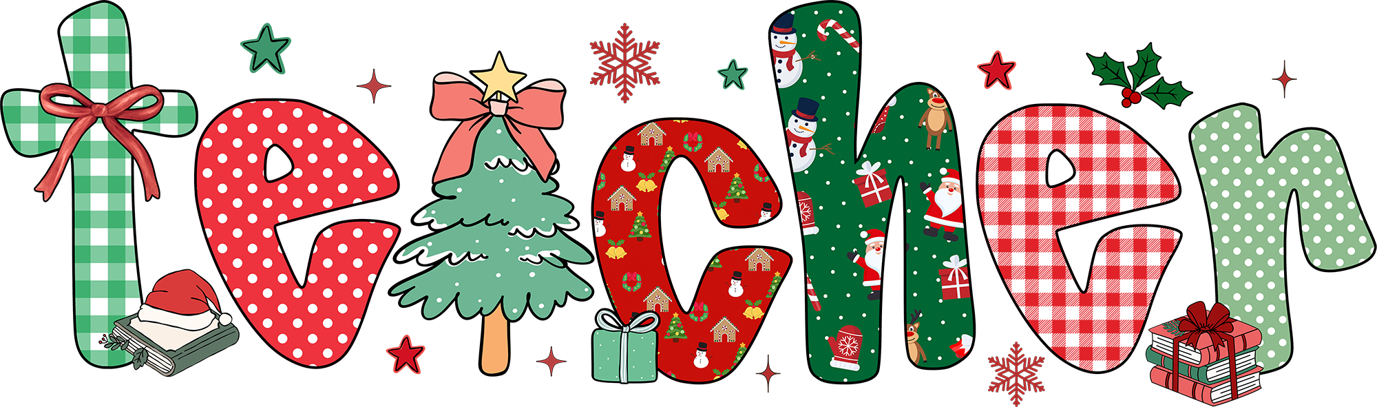 Teacher Christmas - Christmas Ready to Press DTF Transfer