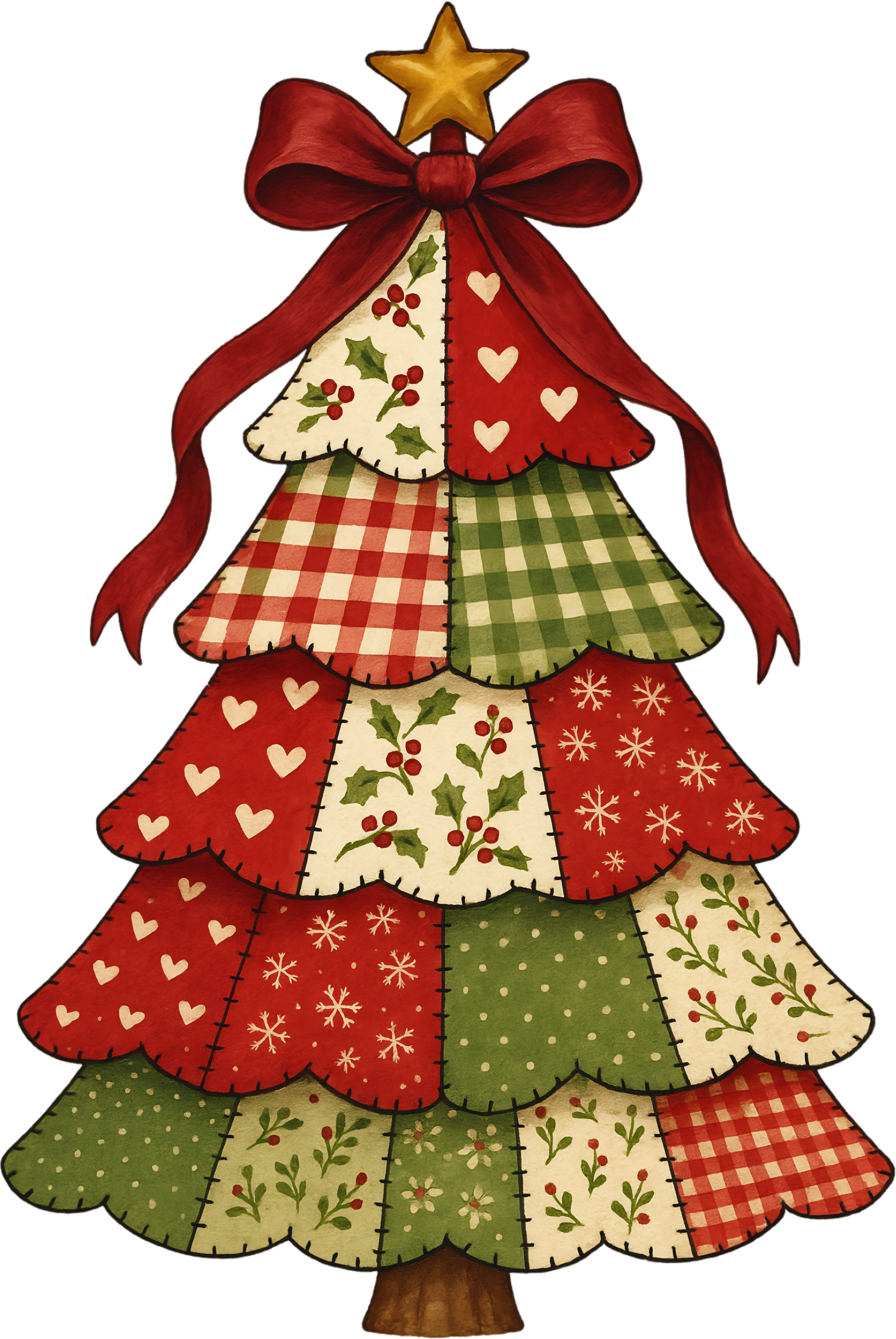 Patchwork Christmas Tree - Christmas Ready to Press DTF Transfer