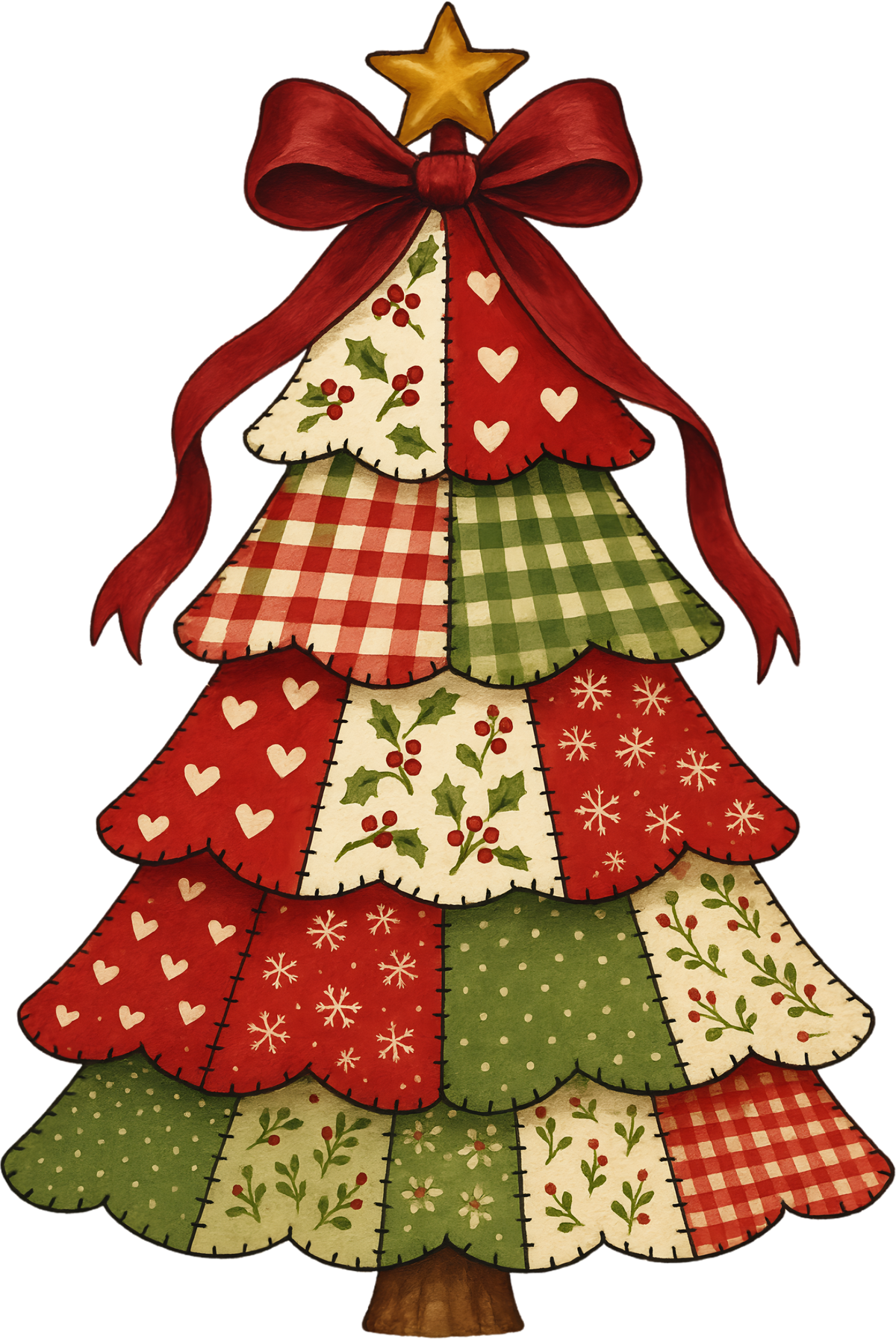Patchwork Christmas Tree - Christmas Ready to Press DTF Transfer