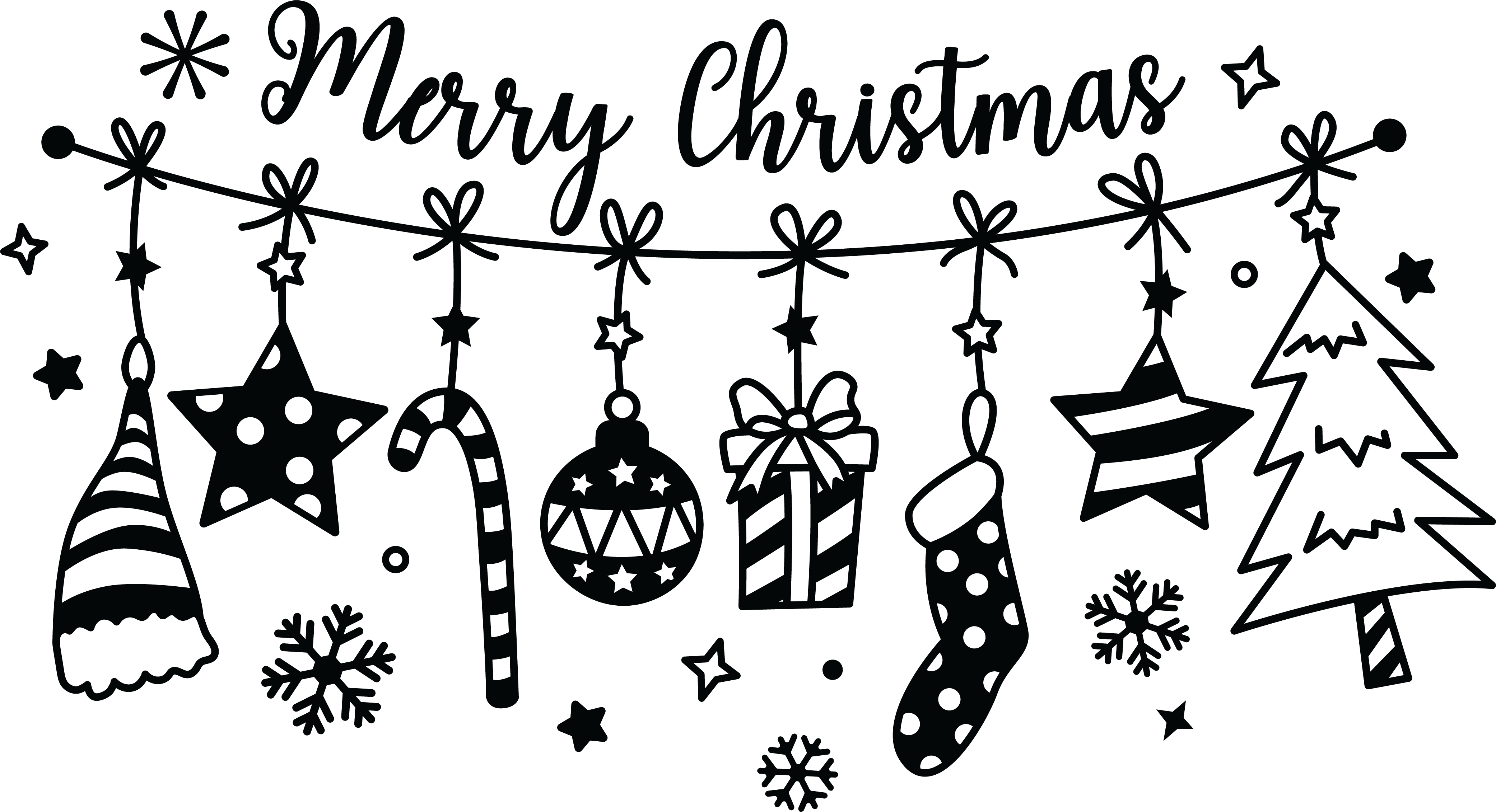 Merry Christmas Hanging - Christmas Ready to Press DTF Transfer