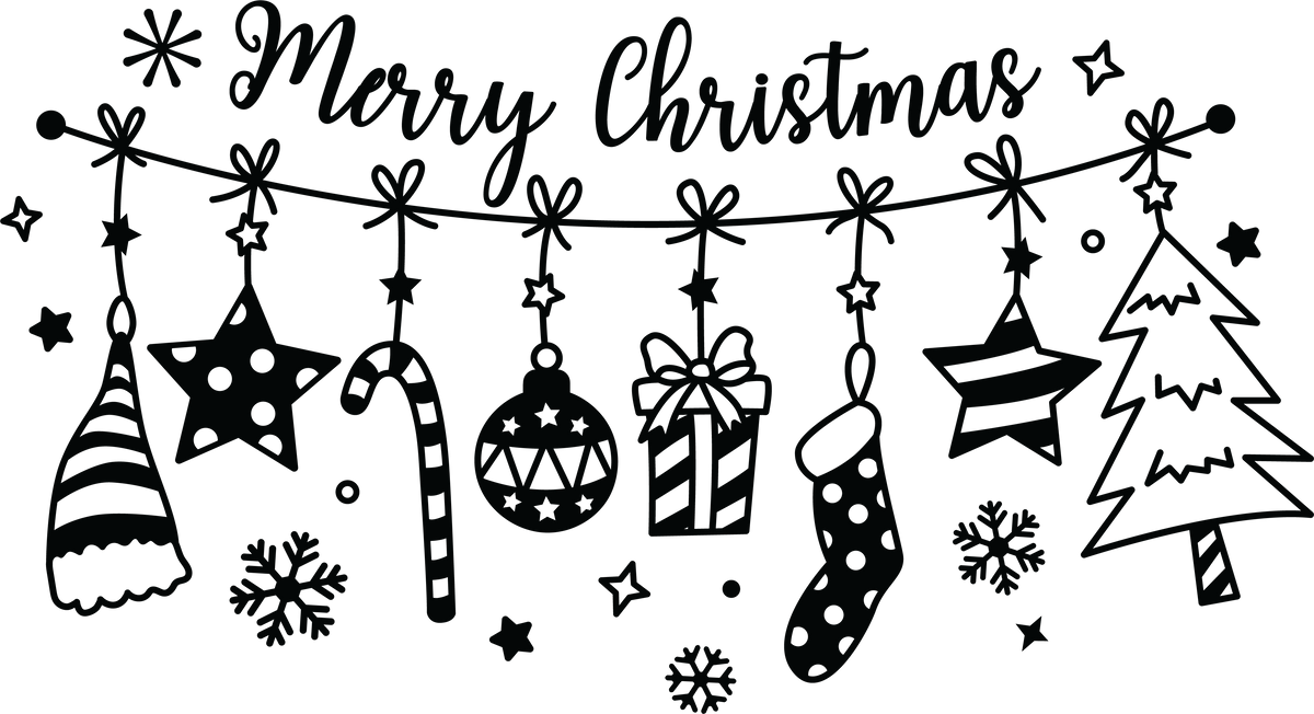 Merry Christmas Hanging - Christmas Ready to Press DTF Transfer