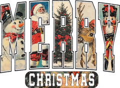 Vintage Merry Christmas - Christmas Ready to Press DTF Transfer