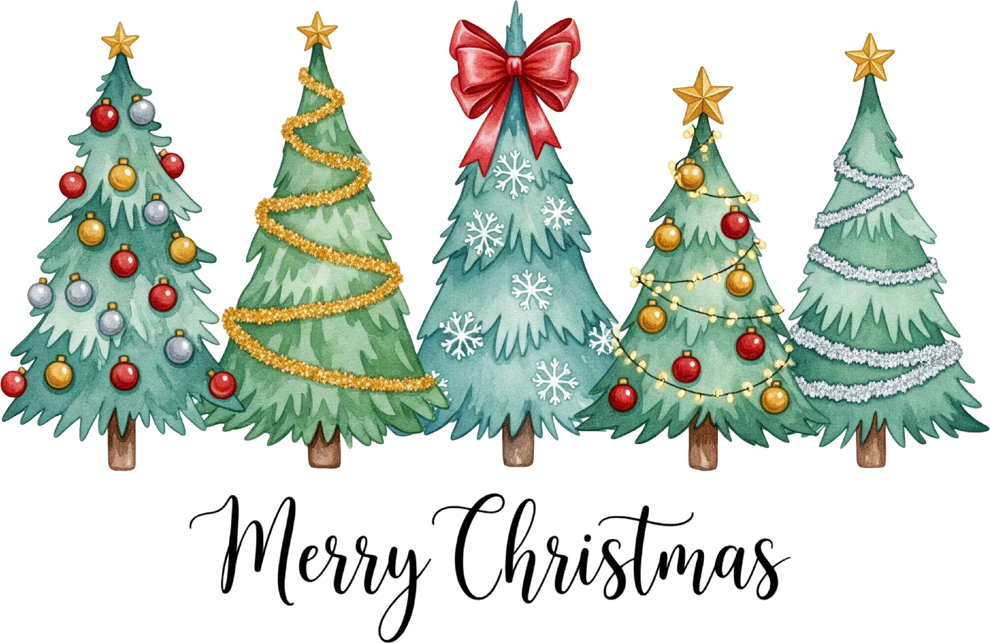 Merry Christmas Trees - Christmas Ready to Press DTF Transfer