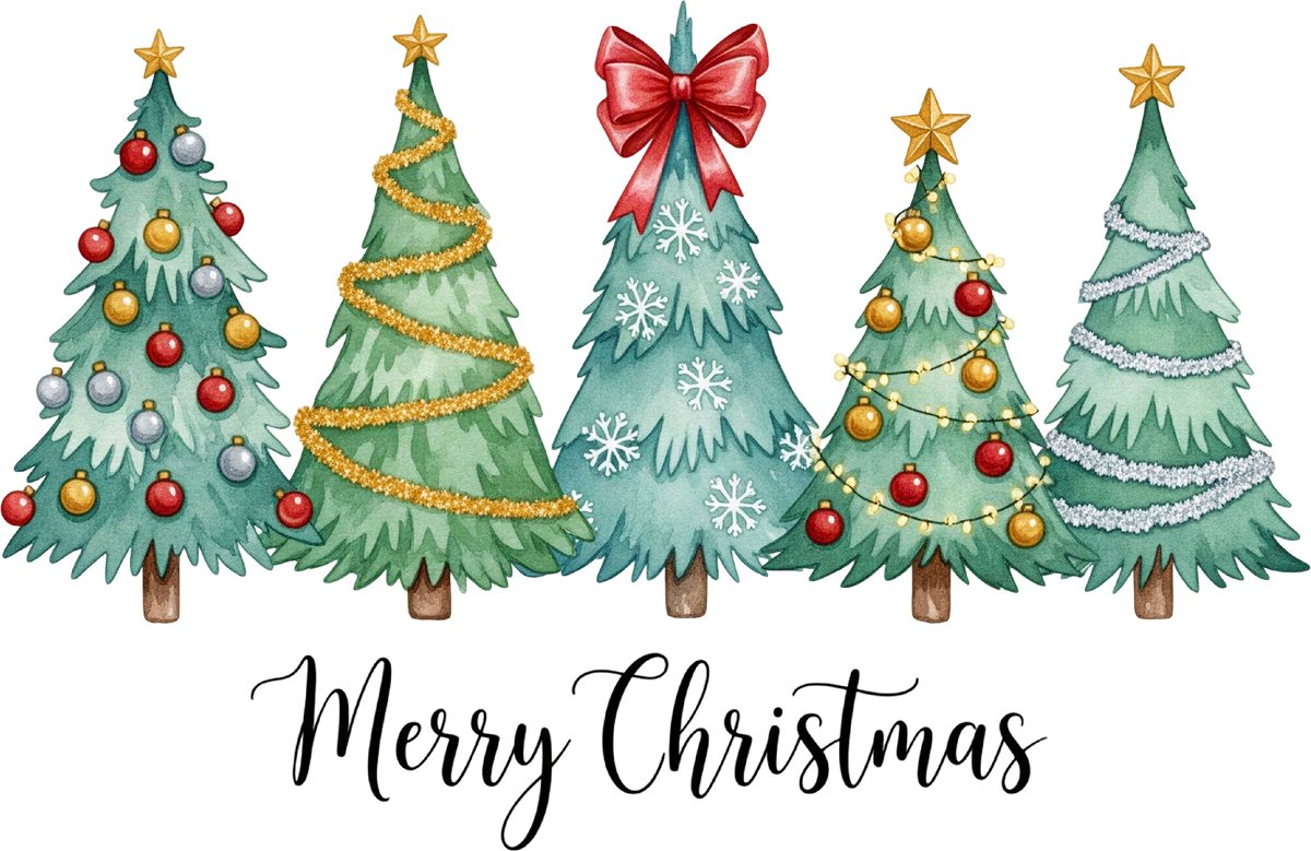 Merry Christmas Trees - Christmas Ready to Press DTF Transfer