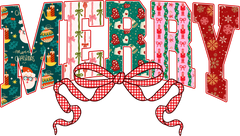 Cute Patterned Merry Christmas - Christmas Ready to Press DTF Transfer