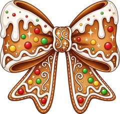 Gingerbread Coquette Bow Christmas - Christmas Ready to Press DTF Transfer