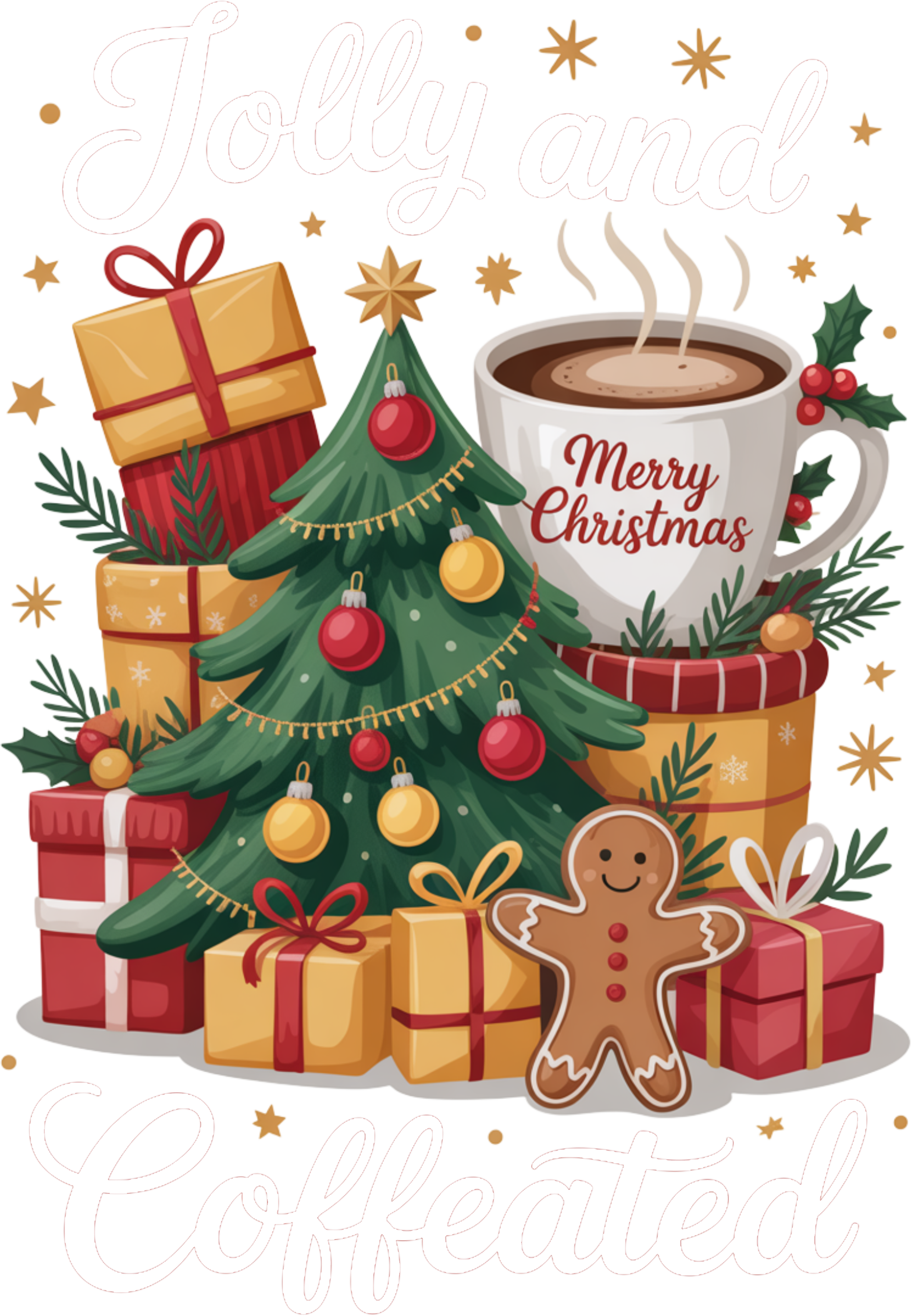 Jolly And Coffeated - Christmas Ready to Press DTF Transfer