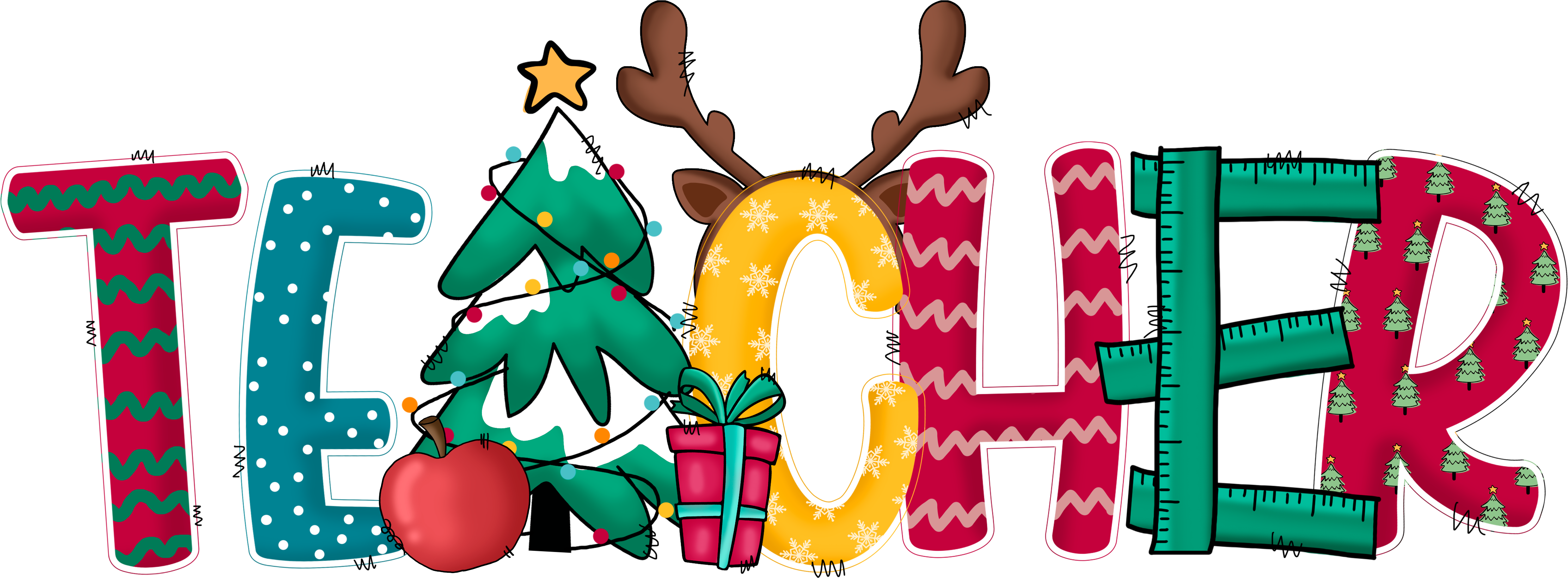 Christmas Teacher - Christmas Ready to Press DTF Transfer