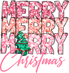 Pink Merry Christmas - Christmas Ready to Press DTF Transfer