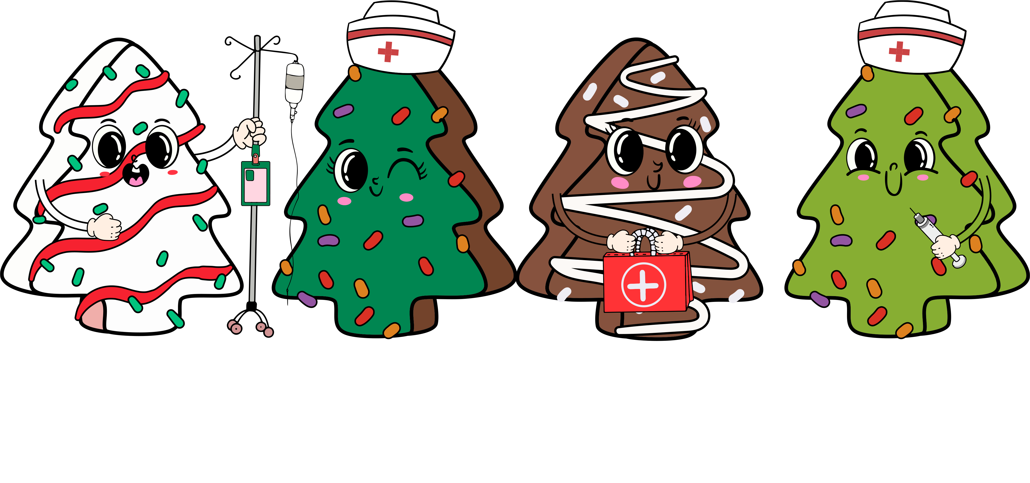 Nurse Boo Boo Crew Christmas Tree Cake - Christmas Ready to Press DTF Transfer