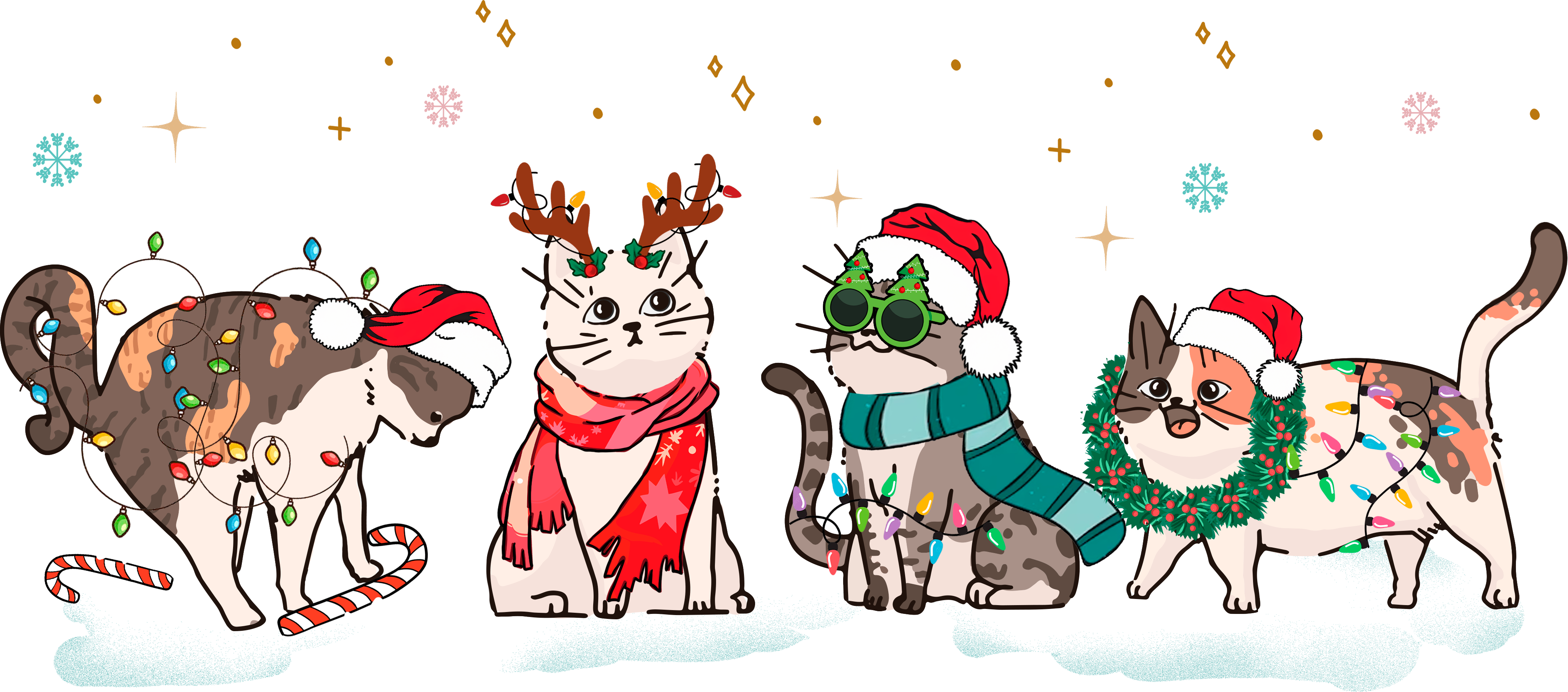 Christmas Cats - Christmas Ready to Press DTF Transfer