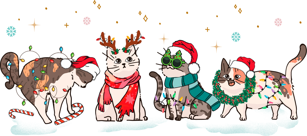 Christmas Cats - Christmas Ready to Press DTF Transfer