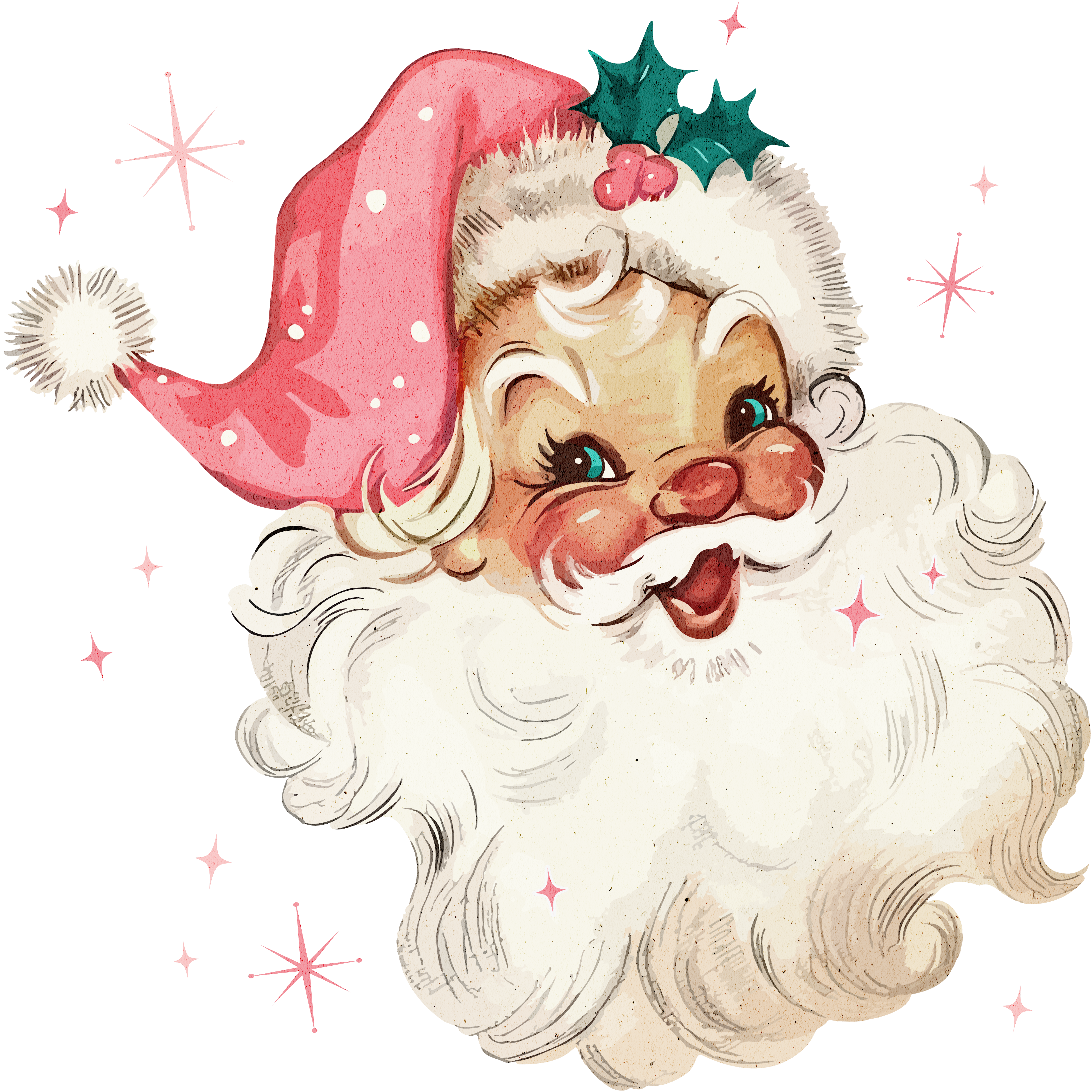 Pink Santa - Christmas Ready to Press DTF Transfer