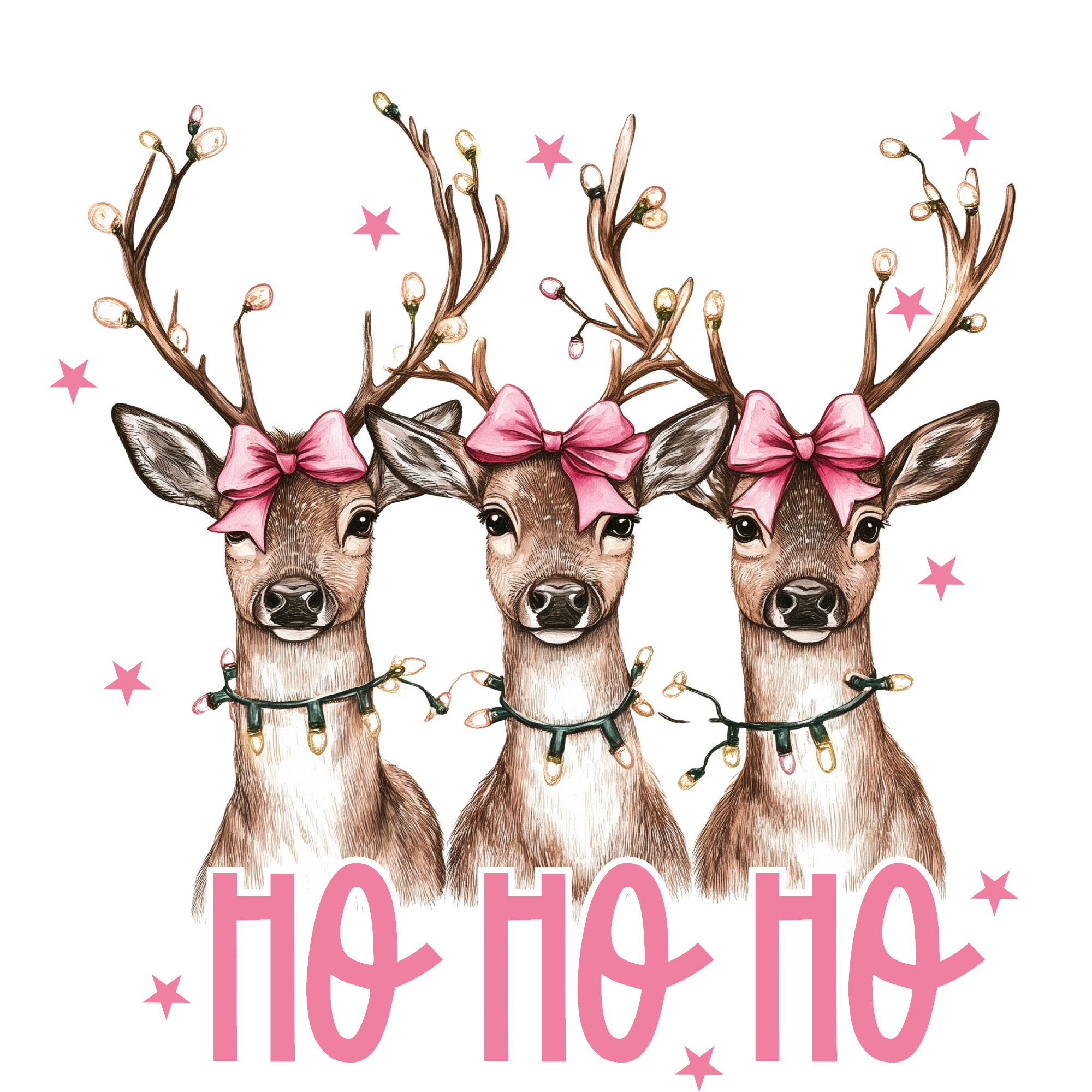 Christmas Reindeer Ho Ho Ho - Christmas Ready to Press DTF Transfer
