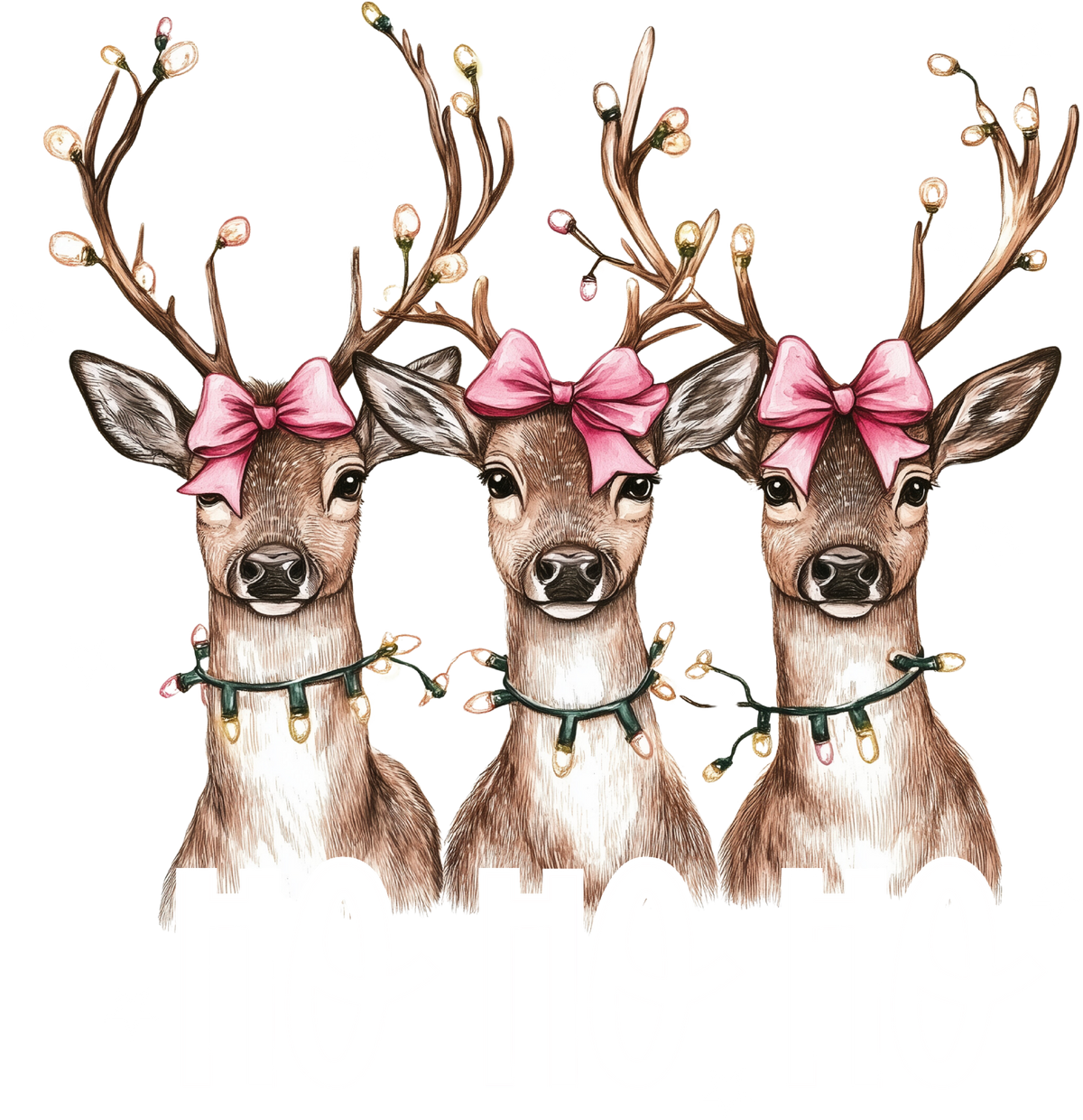Christmas Reindeer Ho Ho Ho - Christmas Ready to Press DTF Transfer