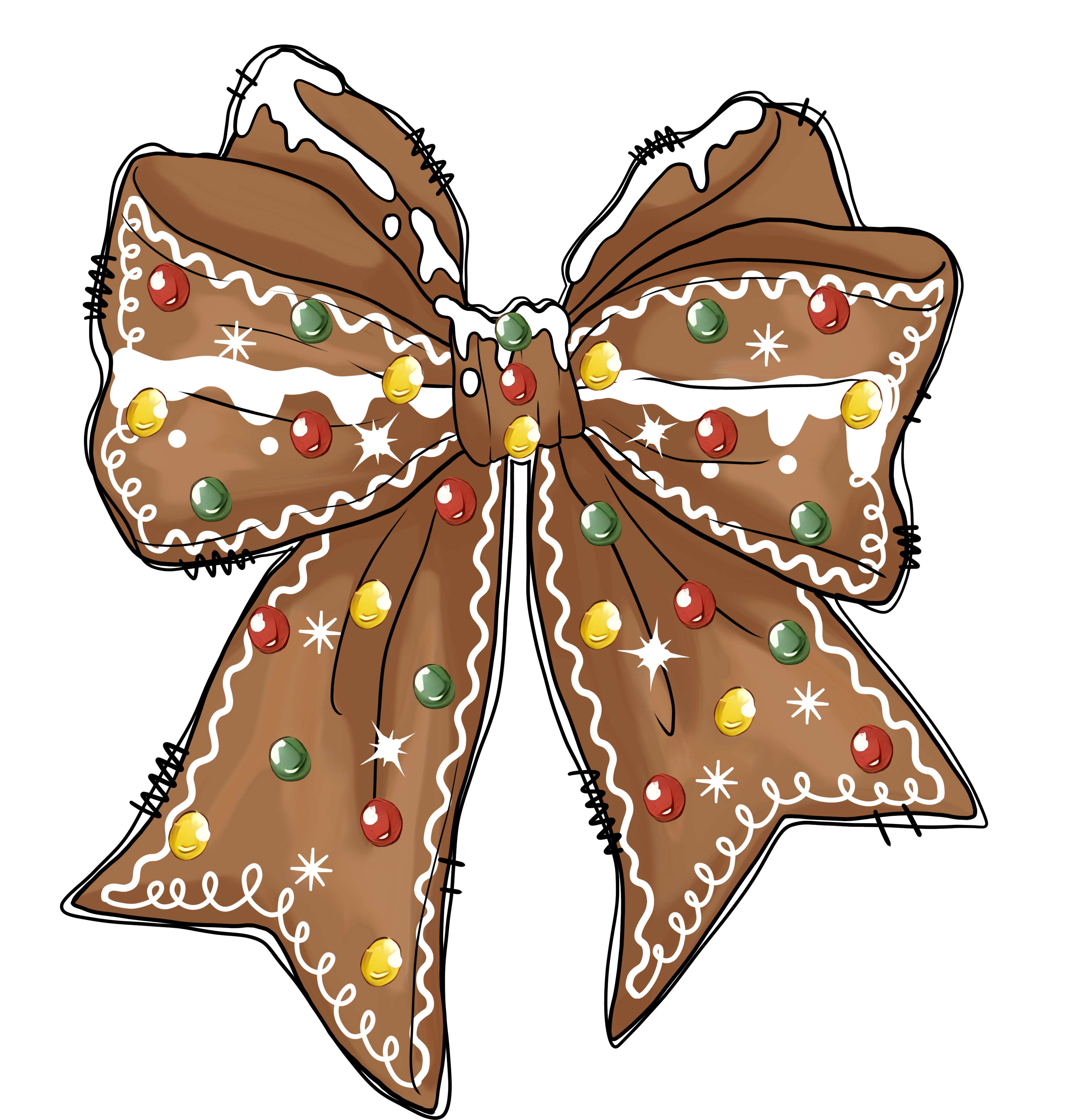 Gingerbread Christmas Bow - Christmas Ready to Press DTF Transfer