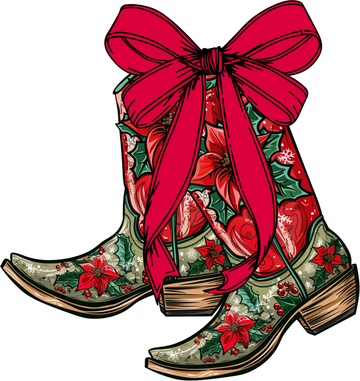 Cowgirl Boots Christmas - Christmas Ready to Press DTF Transfer