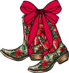 Cowgirl Boots Christmas - Christmas Ready to Press DTF Transfer