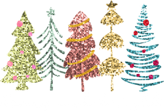 Glitter Merry And Bright Christmas Trees - Christmas Ready to Press DTF Transfer