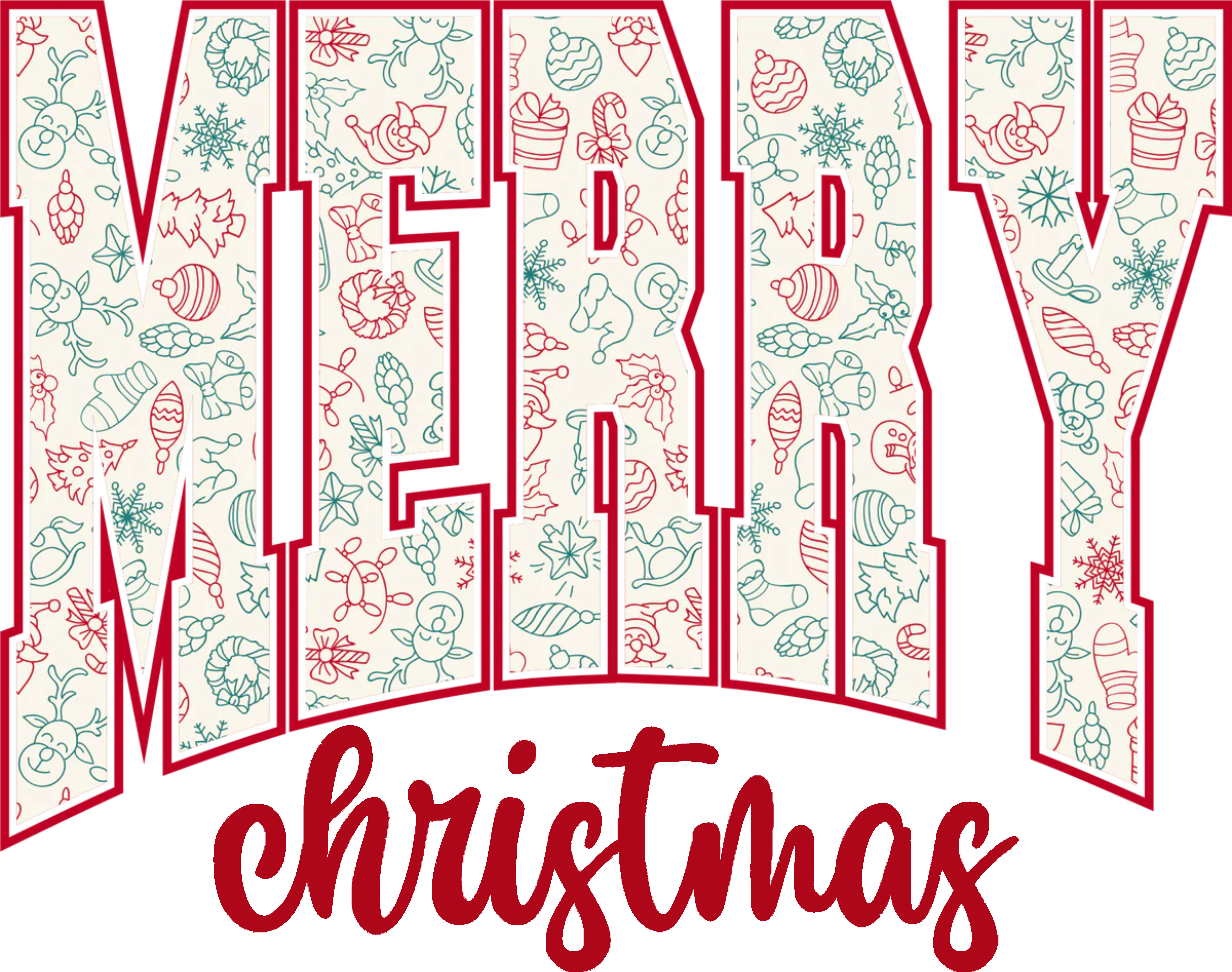 Merry Christmas - Christmas Ready to Press DTF Transfer