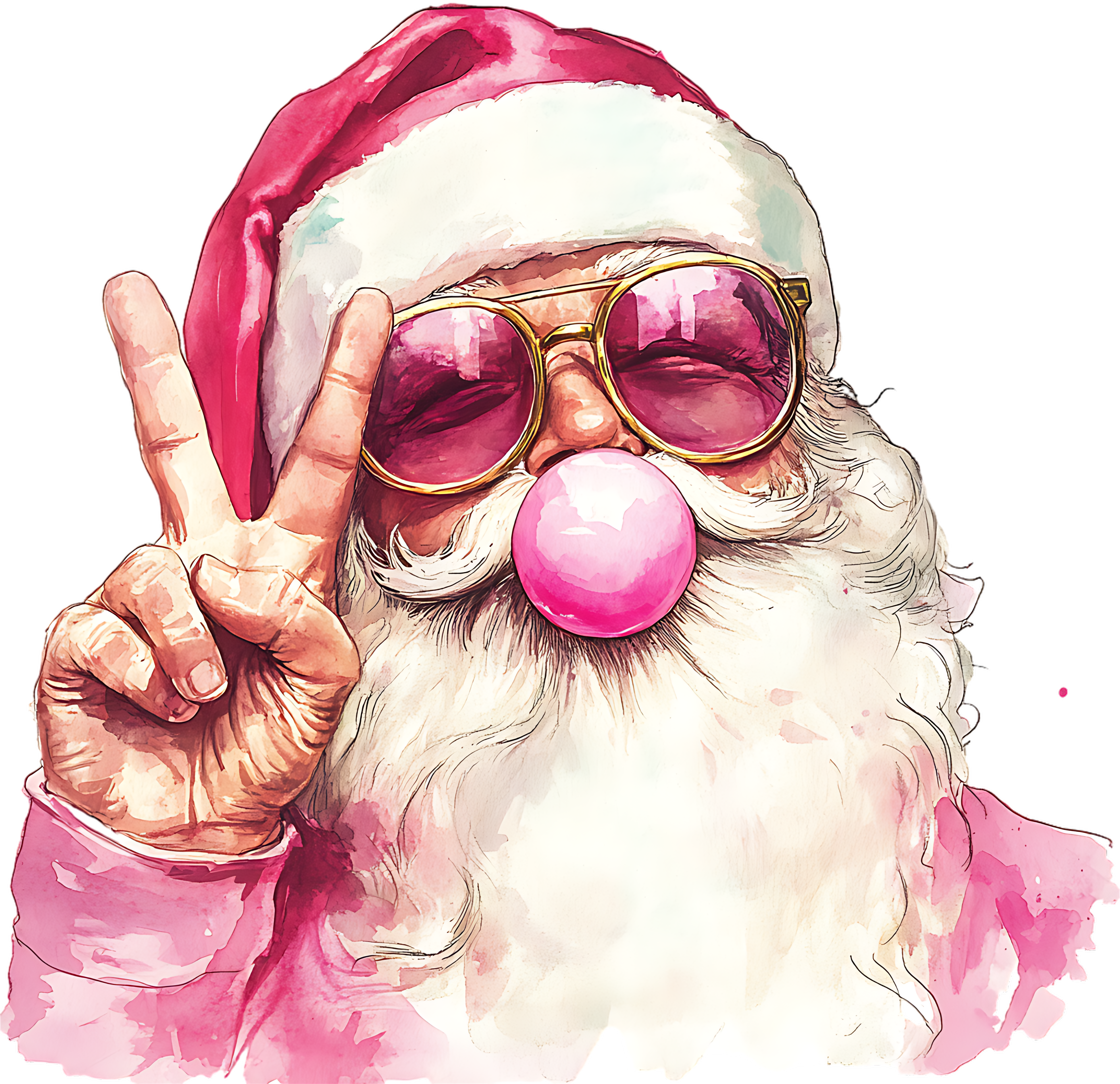 Pink Santa - Christmas Ready to Press DTF Transfer